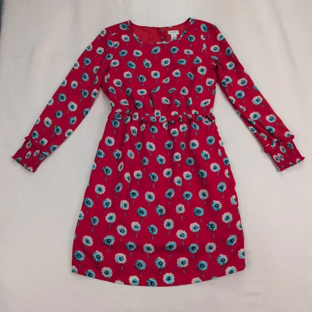 J.Crew‎ Floral Long-Sleeve Midi Dress Size 00